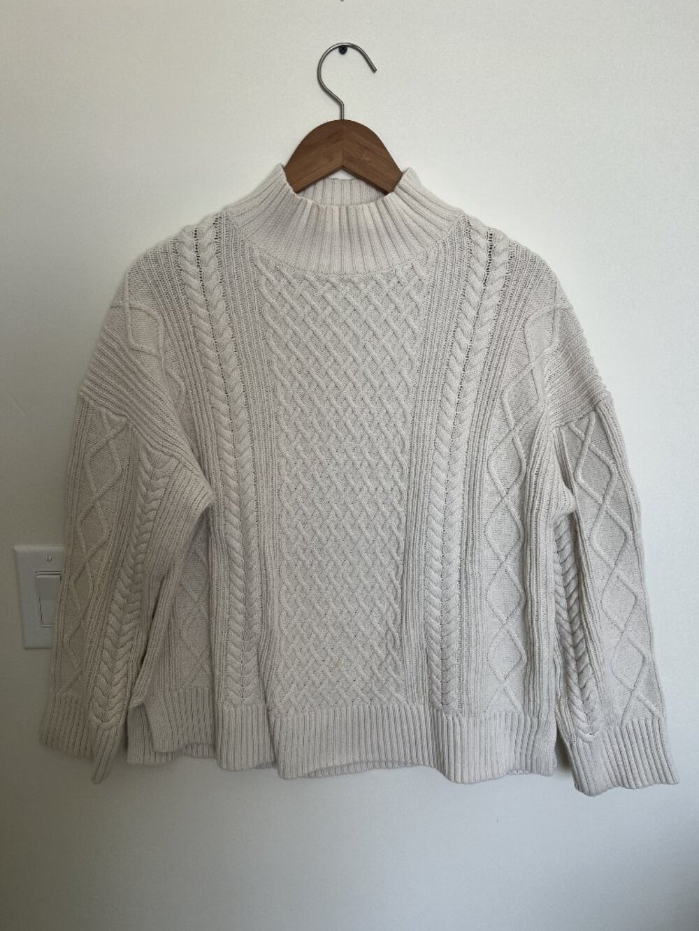 Rory Gilmore Style Funnel Neck Cable Knit Sweater